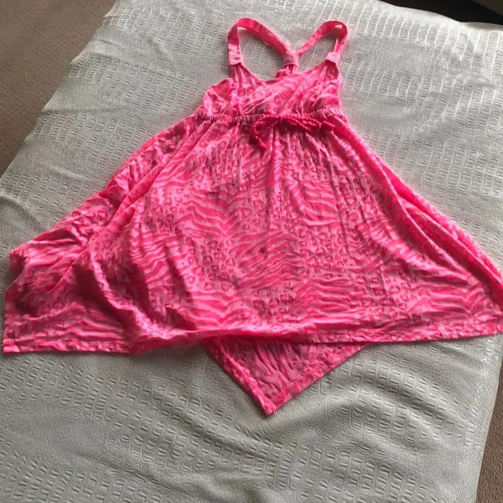 Justice beach pink print coverup dress girls 12